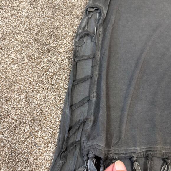 POL Women's Size Medium Side Slit Fringed Sleeveless Cowl Neck Top Grunge Y2K - Picture 6 of 11